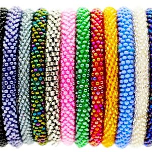 Glass Beaded Bracelets Solid Colours as Well as Multicoloured